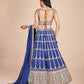 Blue Embroidered Georgette Lehenga