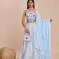 Sky Blue Georgette Lehenga With Choli And Dupatta Embroidered Sequins Party Wear