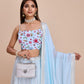 Sky Blue Georgette Lehenga With Choli And Dupatta Embroidered Sequins Party Wear