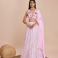 Embroidered Sequins Lehenga In Baby Pink Georgette With Choli And Dupatta Party Wear