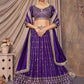 PURPLE ZARI AND SEQUINS EMBROIDERED VICHITRA SEMI STITCHED LEHENGA