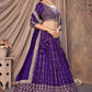 PURPLE ZARI AND SEQUINS EMBROIDERED VICHITRA SEMI STITCHED LEHENGA