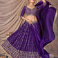 PURPLE ZARI AND SEQUINS EMBROIDERED VICHITRA SEMI STITCHED LEHENGA