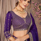 PURPLE ZARI AND SEQUINS EMBROIDERED VICHITRA SEMI STITCHED LEHENGA