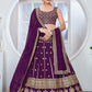 WINE ZARI AND SEQUINS EMBROIDERED GEORGETTE SEMI STITCHED LEHENGA