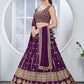 WINE ZARI AND SEQUINS EMBROIDERED GEORGETTE SEMI STITCHED LEHENGA