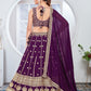 WINE ZARI AND SEQUINS EMBROIDERED GEORGETTE SEMI STITCHED LEHENGA