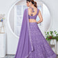 LAVENDER COLOR SEQUINS WORK ON GEORGETTE FABRIC CHIC LEHENGA