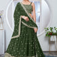 TRENDY GEORGETTE FABRIC GREEN COLOR LEHENGA WITH SEQUINS WORK