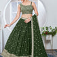 TRENDY GEORGETTE FABRIC GREEN COLOR LEHENGA WITH SEQUINS WORK