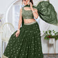 TRENDY GEORGETTE FABRIC GREEN COLOR LEHENGA WITH SEQUINS WORK