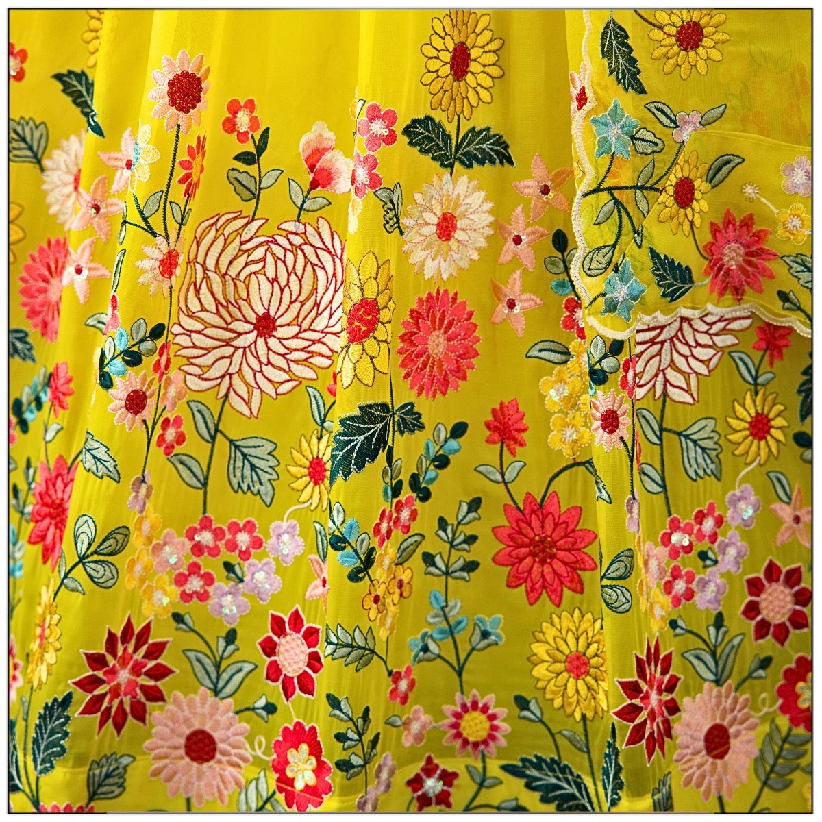 Yellow Color Crystal Fabric Sequence Embroidery Work Lehenga Choli ...