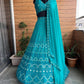 Mint Color Faux Georgette Fabric Sequence Thread Work Lehenga Choli