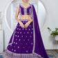 PURPLE ZARI AND SEQUINS EMBROIDERED GEORGETTE SEMI STITCHED LEHENGA