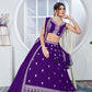 PURPLE ZARI AND SEQUINS EMBROIDERED GEORGETTE SEMI STITCHED LEHENGA