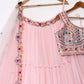 Pink Colour Ruffle Wedding Wear Lehenga