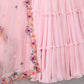 Pink Colour Ruffle Wedding Wear Lehenga