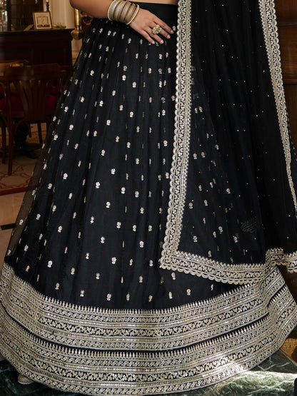 Black color Bridal Lehenga choli with Dupatta Set For Women
