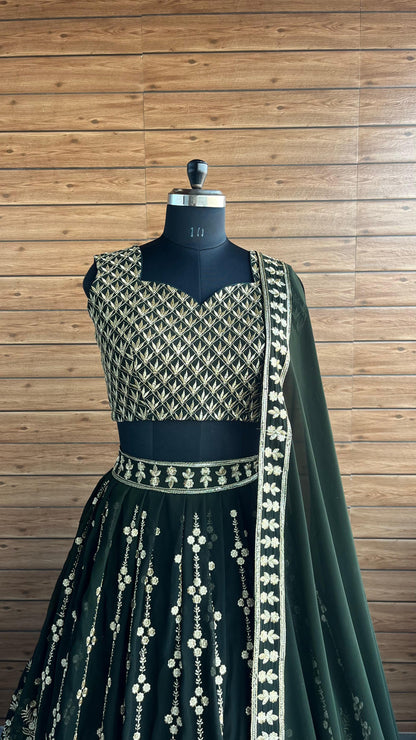 Green Heavy Georgette Sequence Work Lehenga Choli