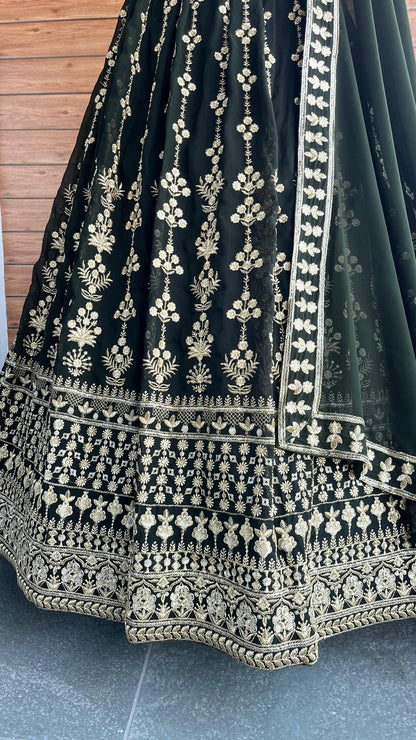 Green Heavy Georgette Sequence Work Lehenga Choli