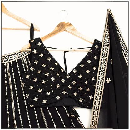 Black color Sequence Embroidery work Designer Lehenga Choli