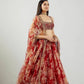 RED GEORGETTE PRINTED HEAVY SEQUENCE WORK