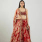 RED GEORGETTE PRINTED HEAVY SEQUENCE WORK