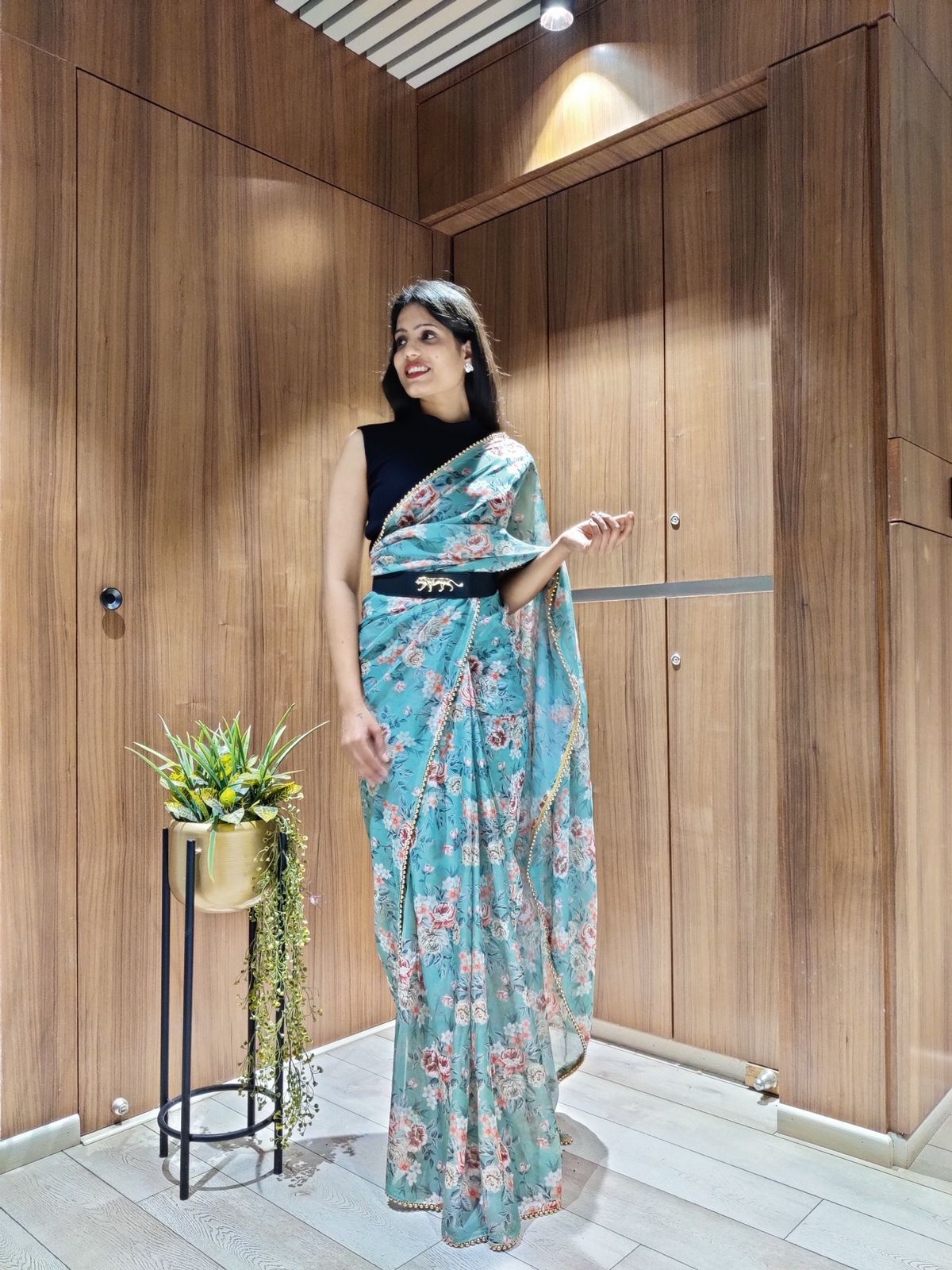 EthnoVog by Cbazaar Experience Store Trinidad - Stylish belt style sarees  are the current trend to flaunt - Inspired from Bollywood celebs  https://www.ethnovogue.com/women/clothing/sarees /sari/bollywood-vogue-custom-made-pink-embroidered-saree-p ...