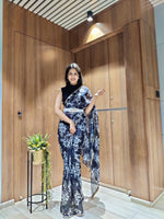 admirable neavy blue jain style organza silk