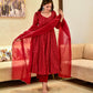 RED ANARKALI SUIT GEORGETTE EMBROIDERY WORK