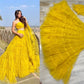 Yellow net ruffle lehenga choli