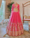 PINK PHANTOM GEORGETTE DUPPATA EMBROIDERY