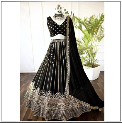 Black color Sequence Embroidery work Designer Lehenga Choli