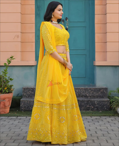 Party Wear Designer Georgette Sequence Work Lehenga choli