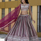 Wine Color Georgette Sequence and Thread Work Lehenga choli