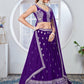 PURPLE ZARI AND SEQUINS EMBROIDERED GEORGETTE SEMI STITCHED LEHENGA