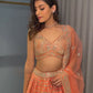 Embroidered Art Silk Lehenga in Orange