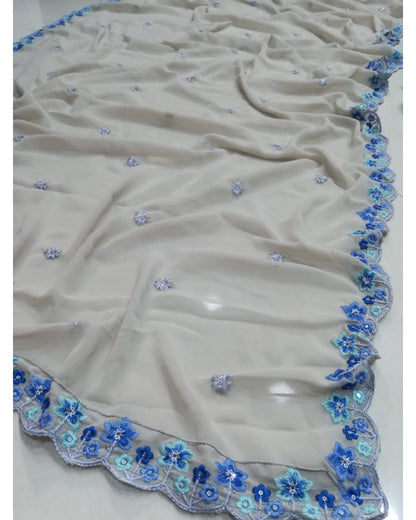 Sky and Grey Party Wear Designer Sequence Work Lehenga choli