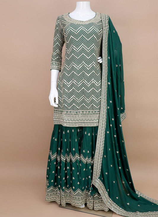 KOLKATTA-MOHRAM-GREEN-EMBROIDERED-GHARARA