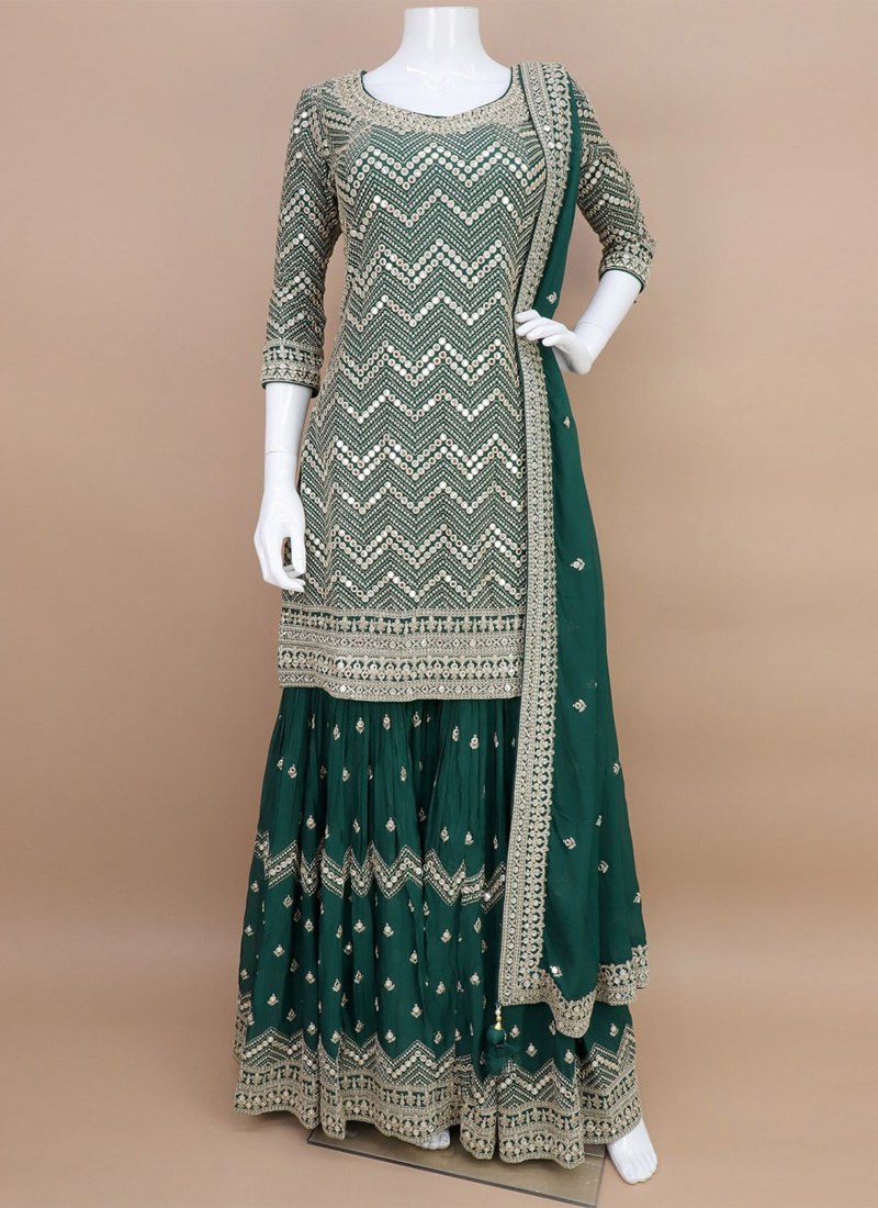 KOLKATTA-MOHRAM-GREEN-EMBROIDERED-GHARARA