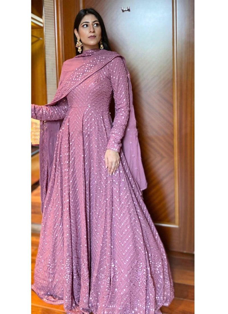 Diamond Georgette Digital Print Ready Made Gown Salwar Kameez for Women -  Free Size