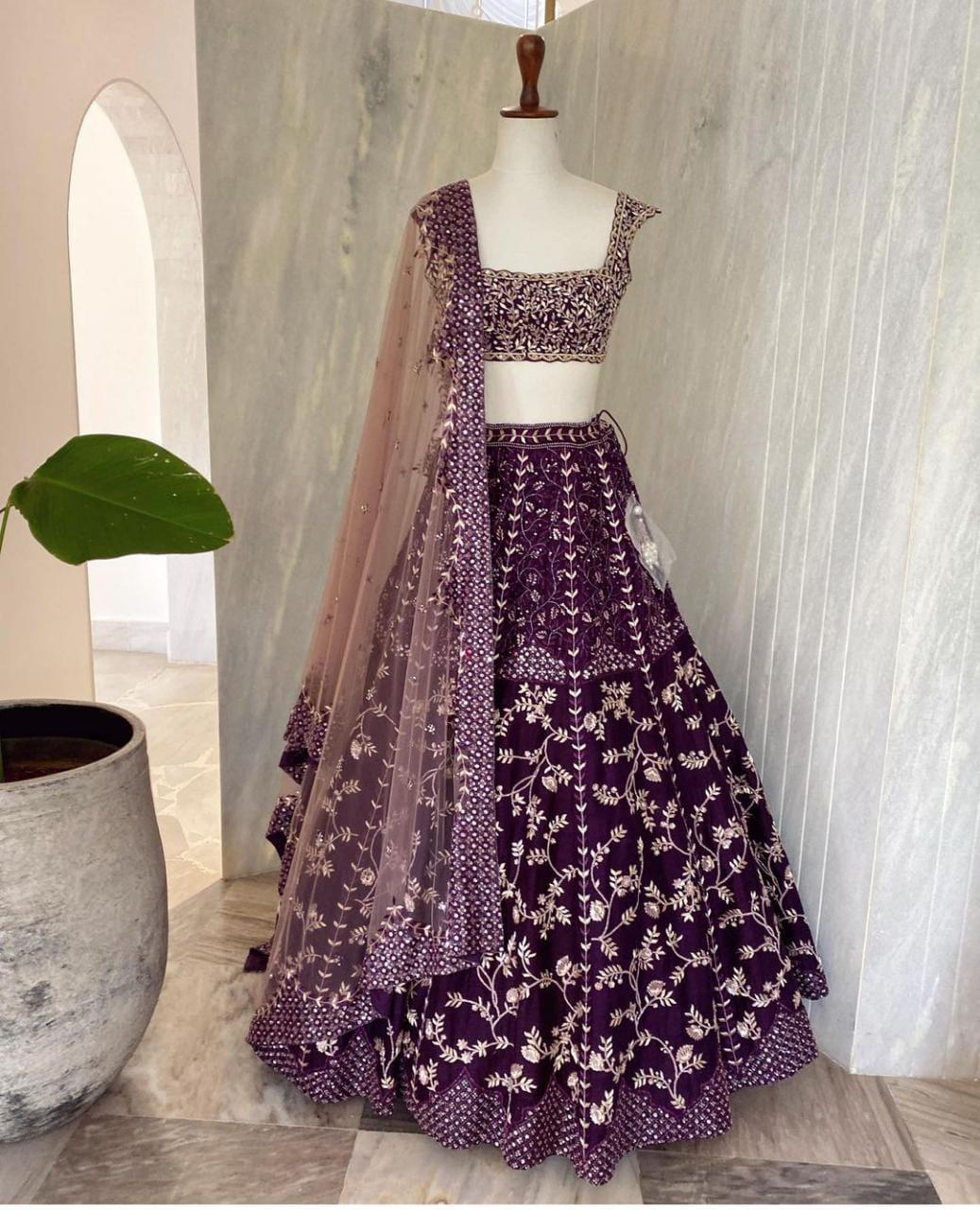 Buy Fawn Paisley Patterned Bridal Lehenga Online in India @Mohey - Lehenga  for Women