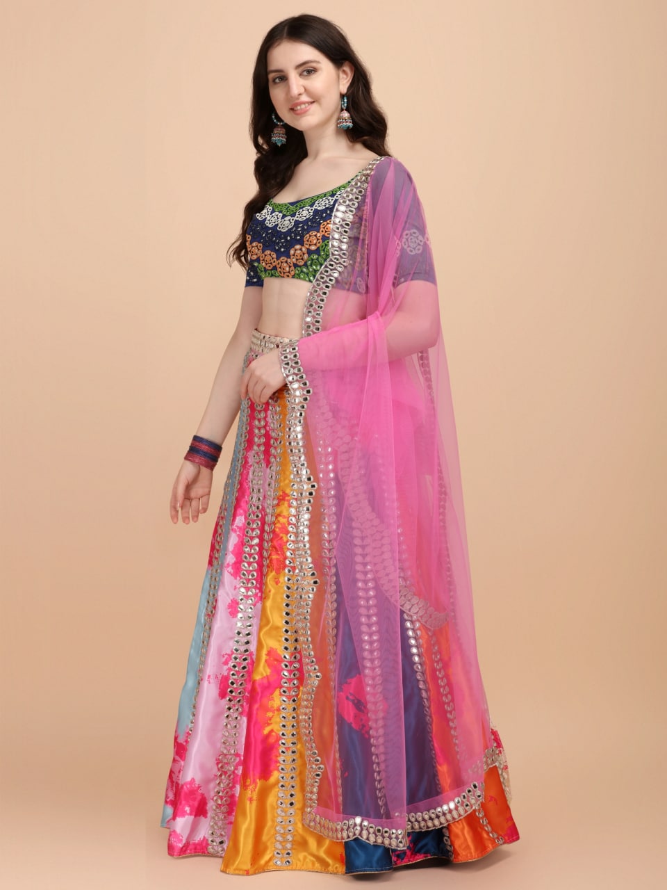 MULTICOLOR-SILK-PRINTED-MIRROR-NAVRATRI-CHOLI