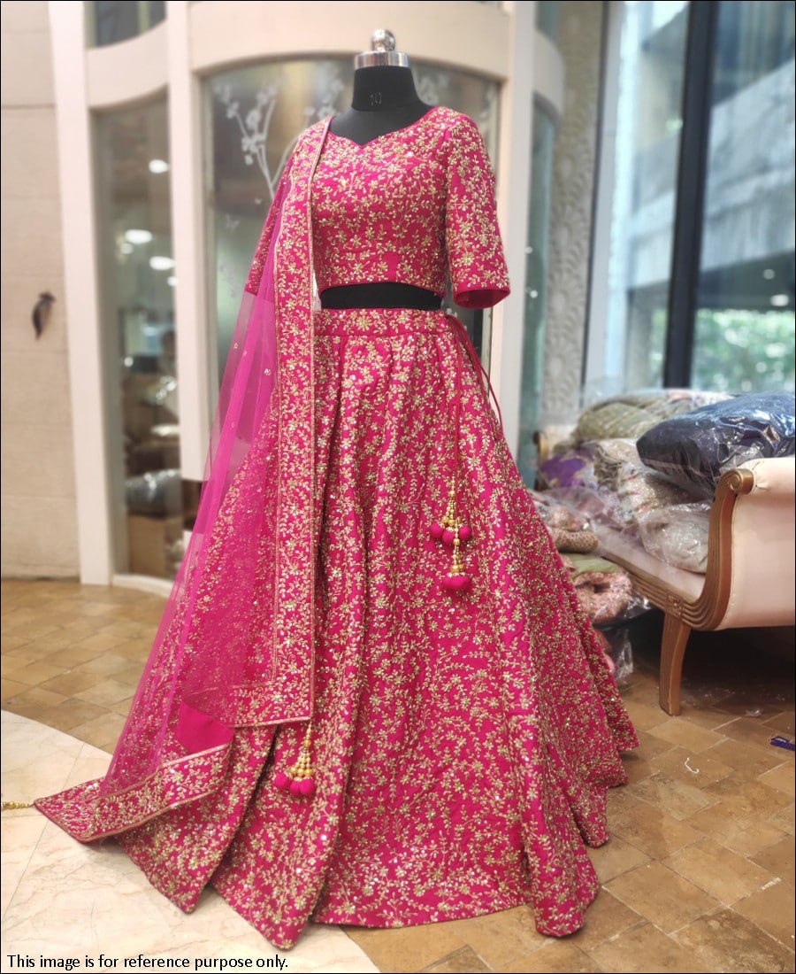 NEW-DESIGNER-SILK-PINK-BEAUTIFUL-LEHENGACHOLI