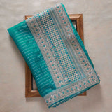 pine-green-zardosi-embroidered-organza-saree